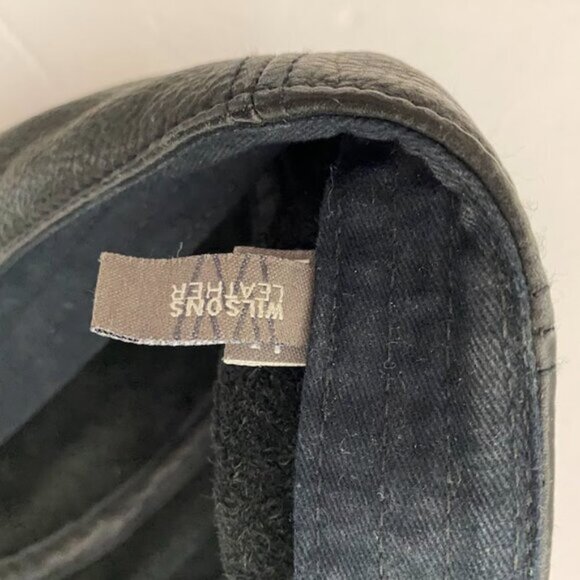 Wilsons Leather Made in India Black Genuine Leather Cap Newsboy Hat L/XL - Picture 6 of 7